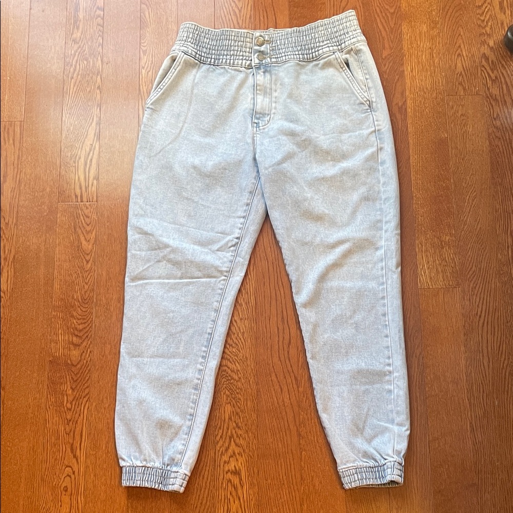 M’Sara Light Wash Denim Joggers Size L 90s smart casual comfort